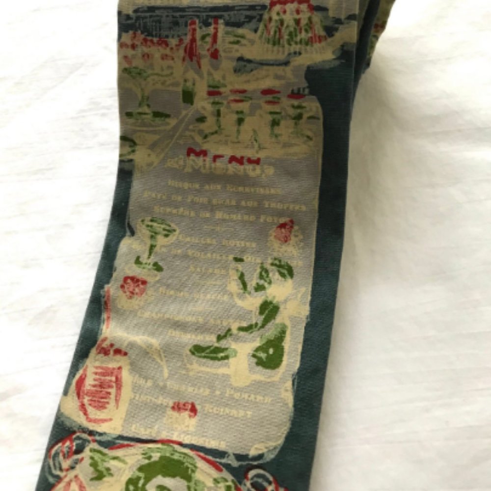 Vintage Mens Novelty Print Menu Restaurant Tie